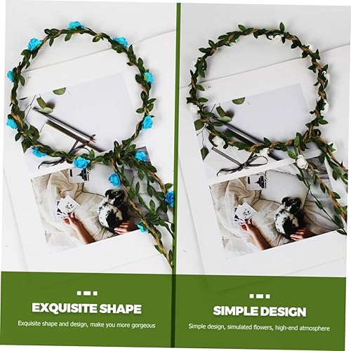 Miniatura 8 de Beavorty 16 diademas de flores de rosas para niñas, corona de rosas, decoración del hogar, diadema de flores de boda, lazos para el cabello para