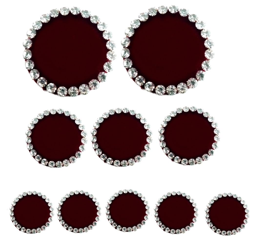 DeLegarde® Maroon Bindis with Crystal Stone Large Size Round Bindi for Women-image-19
