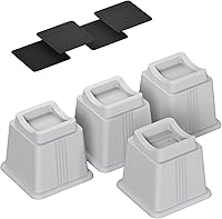 Vista 13 de Paquete de 4 elevadores ajustables para muebles de cama que elevan 3 pulgadas de altura, bloques rectangulares resistentes para sofá, silla, patas