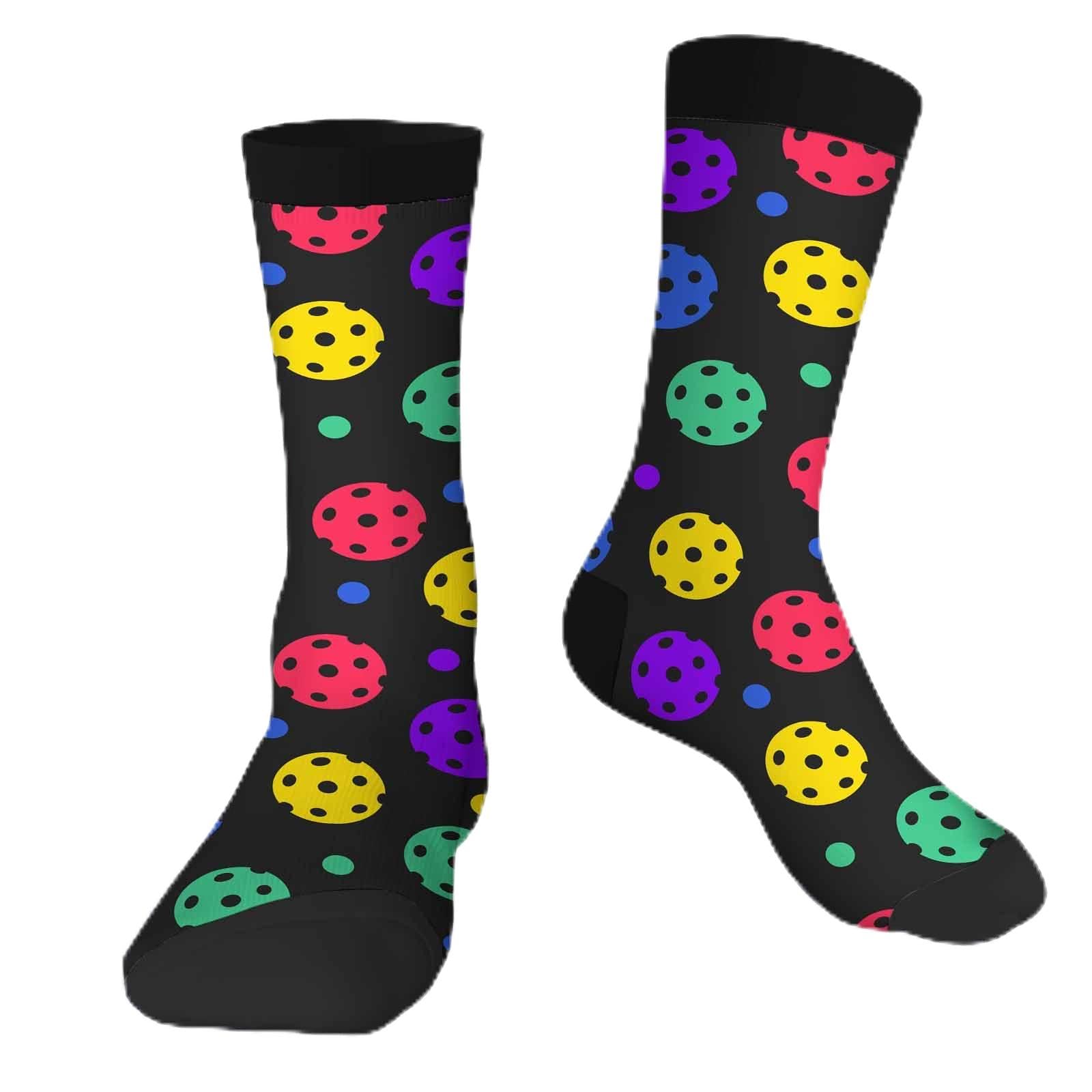 Muntayson Pickleball Athletic Cushioned Crew Socks Cushioned Crew Socks with Arch Compression Secure Fit Women Men