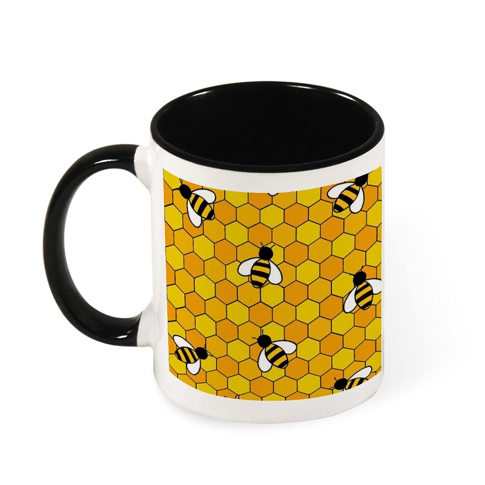 Honey Bees Color Coffee Mug Inside And Handle Ceramic Tea Cup For Office Home black-style1
