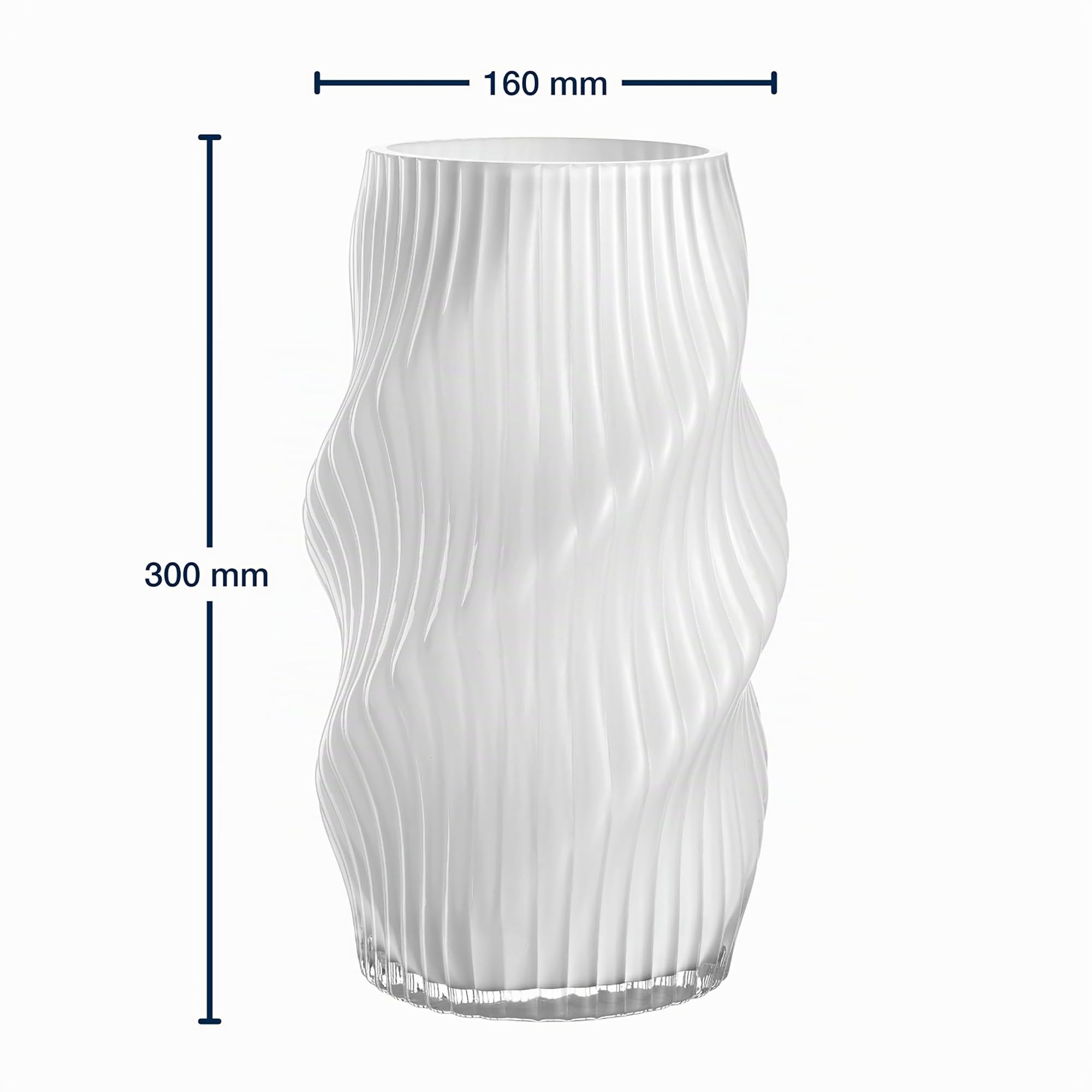 LEONARDO HOME Verdi Vase • 1 Stück • Kunstvolle Blumenvase für Tischdeko • Hingucker durch geschwungenes Design • Glasvase für Blumensträuße • Elegantes Tischaccessoire • Höhe 30 cm • weiß • 055276