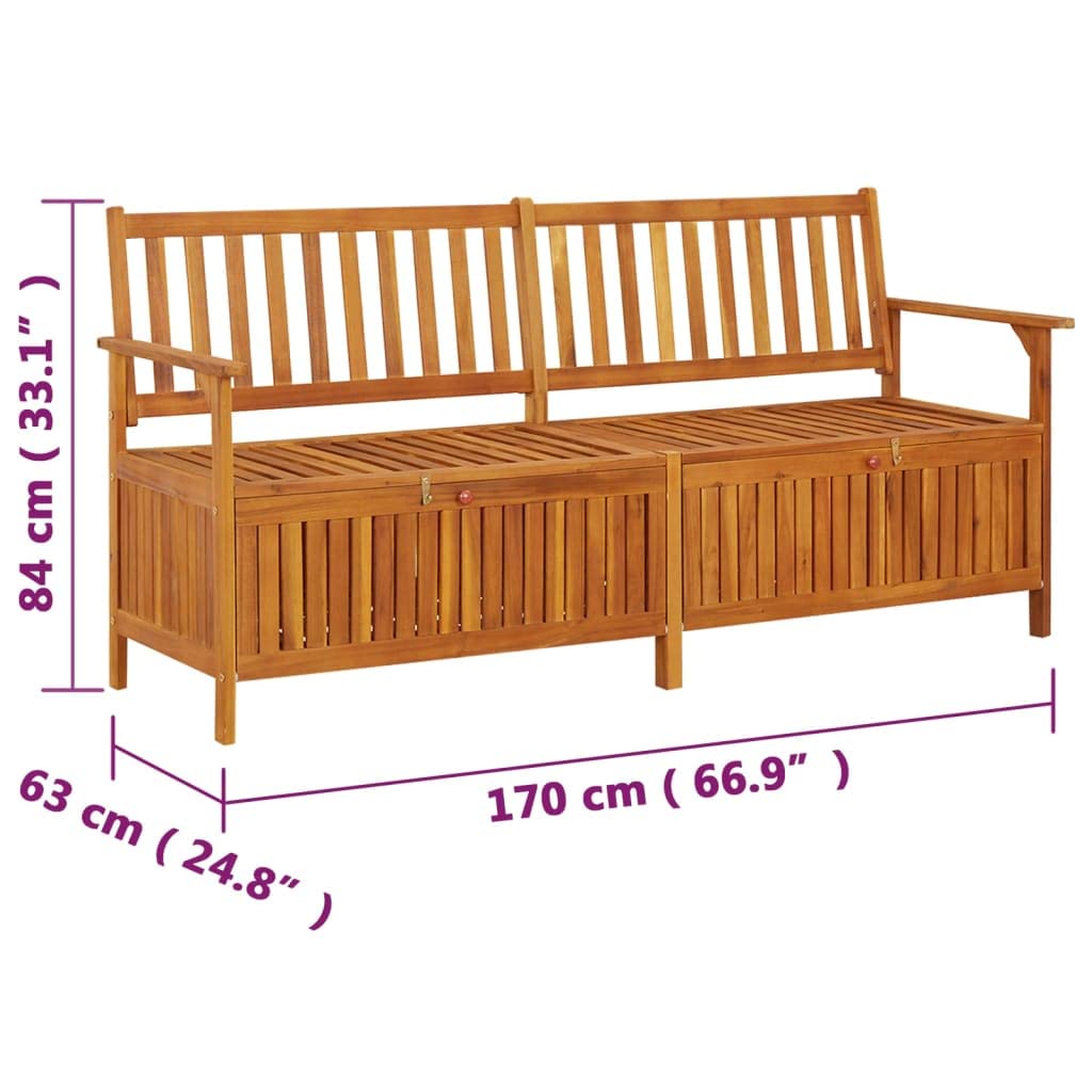 PURADAY Truhenbank 170 cm Massivholz Akazie Truhenbank mit Stauraum Gartentruhe Sitzbank Gartenbank Holz Sitzbank Outdoor Sitztruhe mit Stauraum Outdoor