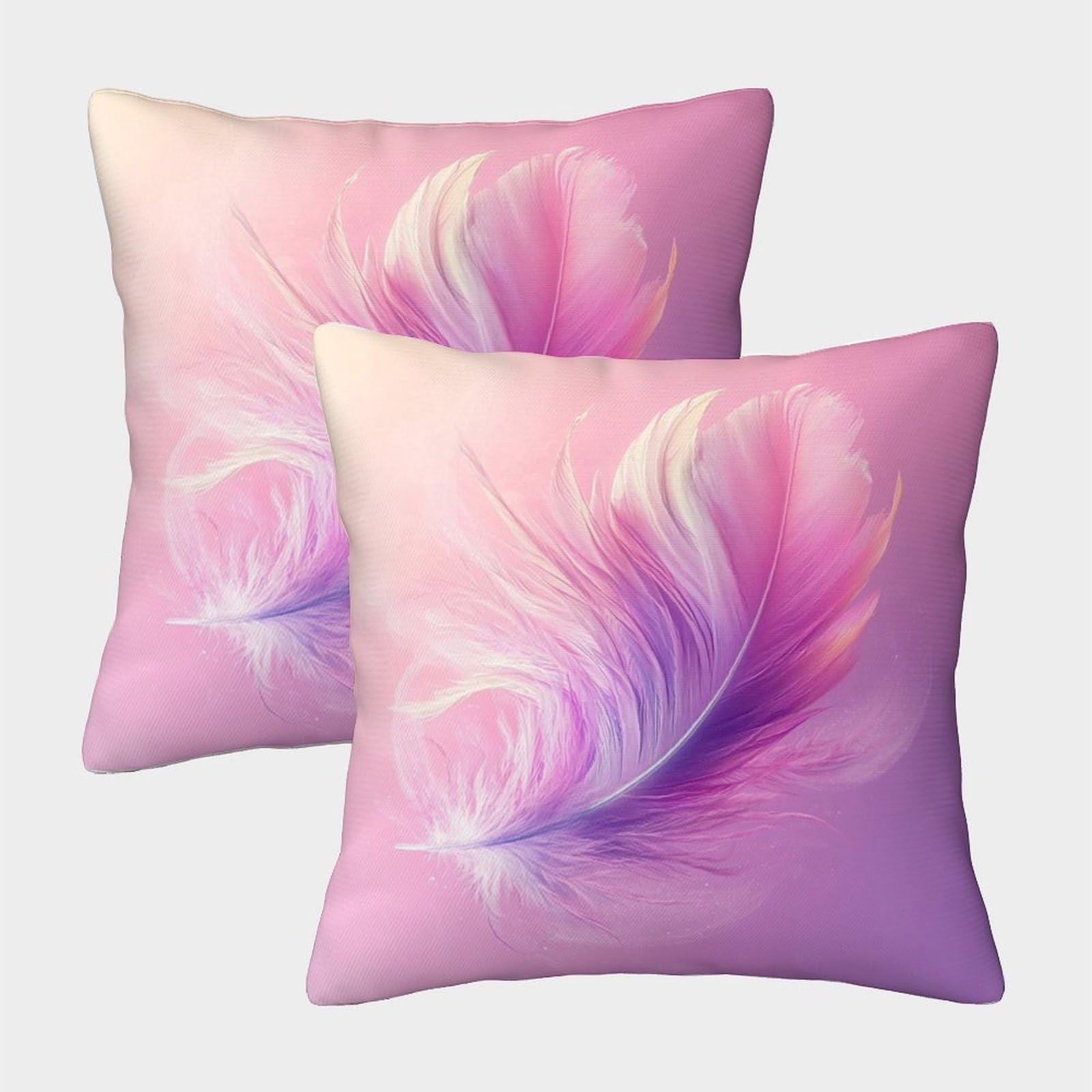 QFVANSIYO Soft Feather 3D Printed Pillowcase Microfiber Bedroom Decor Feather Pillow Cover Breathable for Adults Teens 50x50cm