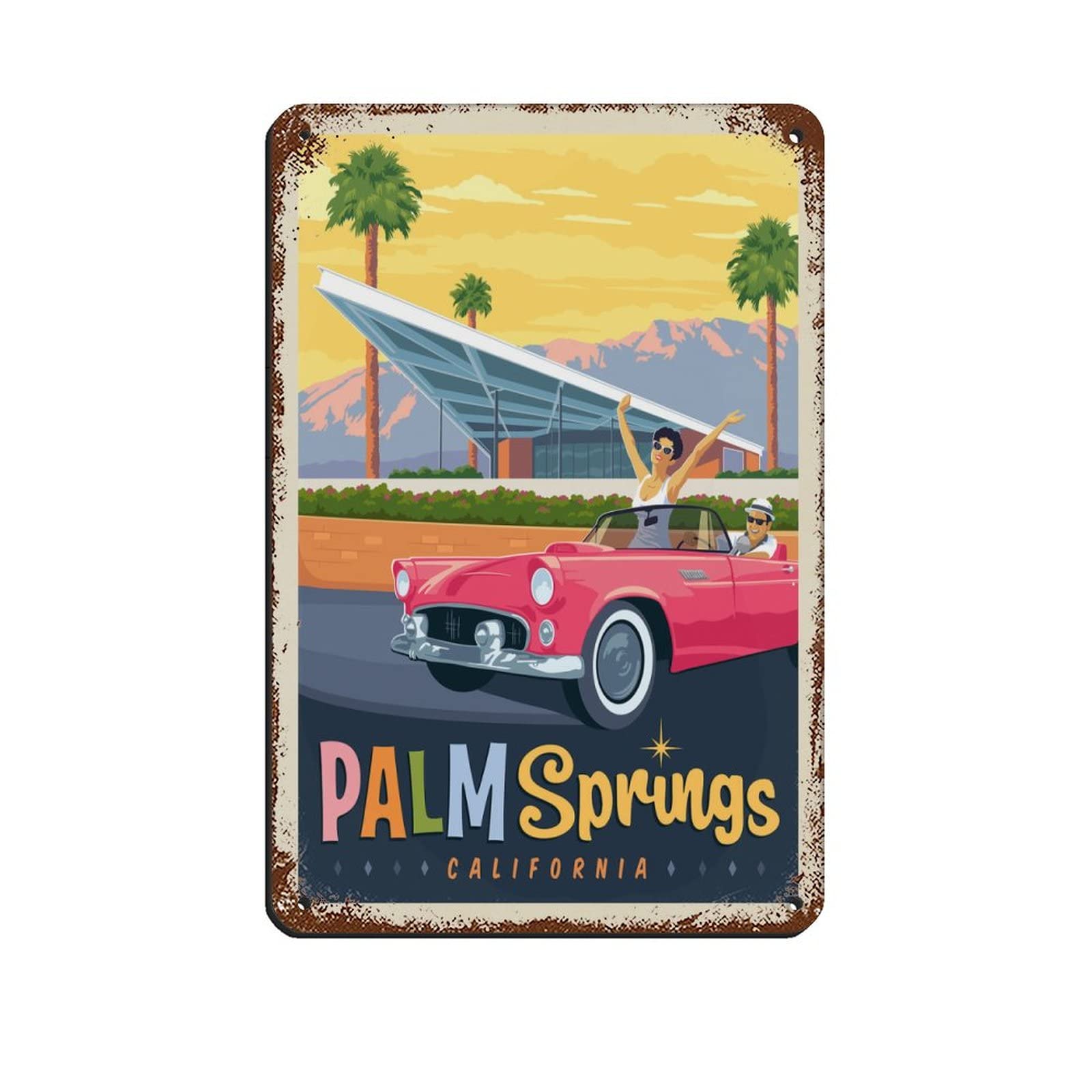 Azolid Metal Signs Palm Springs Ca Travel Tin Signs Wall Art Metal Poster For Home Bar Cafe Garage Bathroom 14X20cm