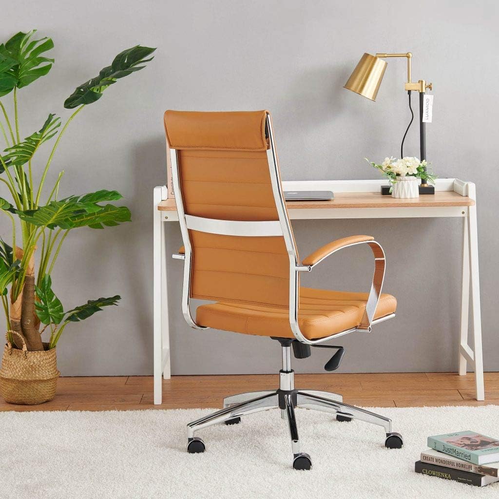 highback Chair Leather Home Office Desk Chairs Ergonomic Desk Chair and Computer Chair Black (4020-terracottta)