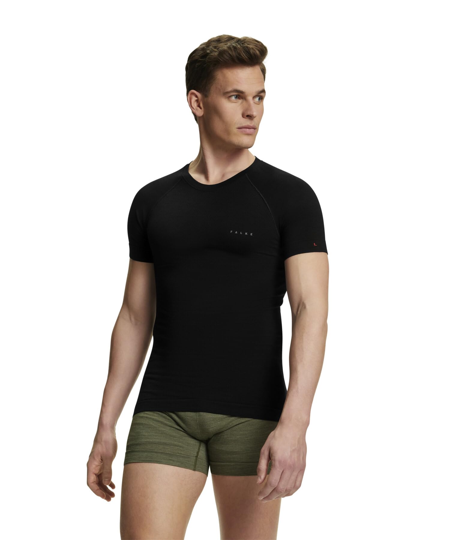 FALKE Mężczyźni Wool-Tech Light Round Neck Podkoszulek na ciepłe i niskie temperatury bielizna oddychająca regulująca temperaturę neutralizująca zapachy wełna materiał funkcyjny 1 Sztuka