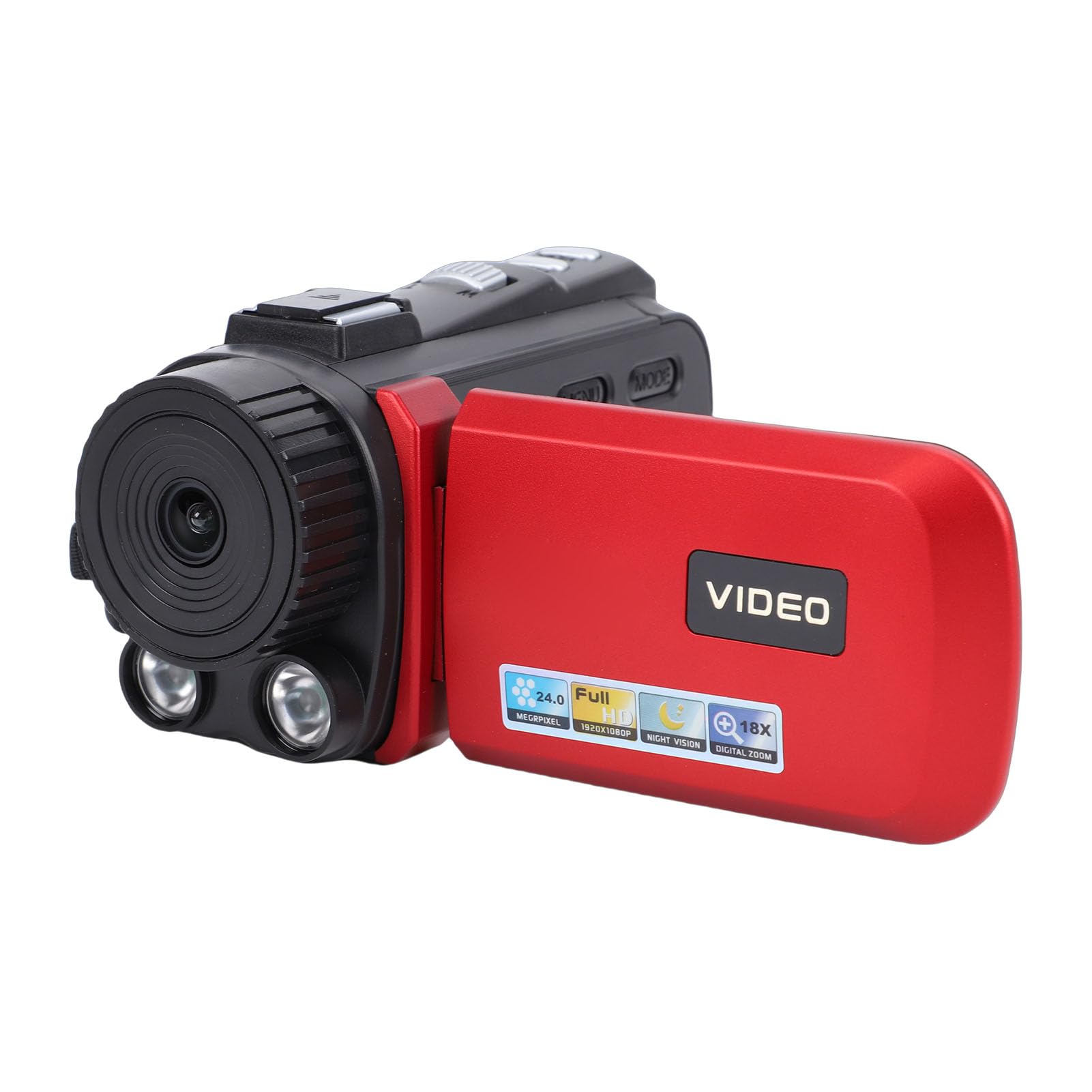 1080P 24MP Video Camera, Digital Camera Camcorder with 3.0 Inch 270 Degree Rotation Screen 18X Digital Zoom, for Travel Adventures Outdoor Explorations (Red)-picture-28