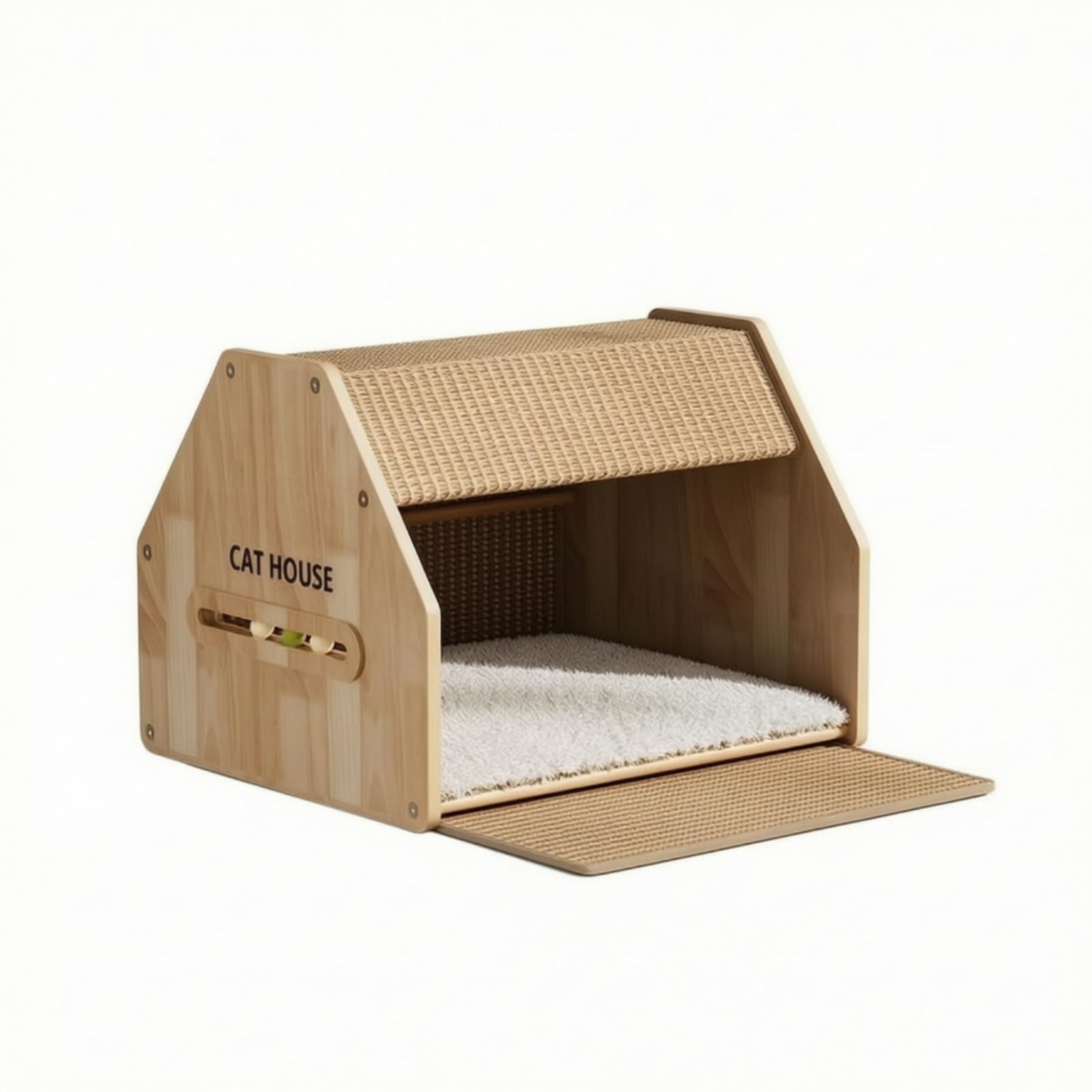 predolo Tiragraffi in Legno Cuccia Chiusa per Gattini, Casa, Cuccia Per Gatti Chiusa A Forma Di Casa In Sisal