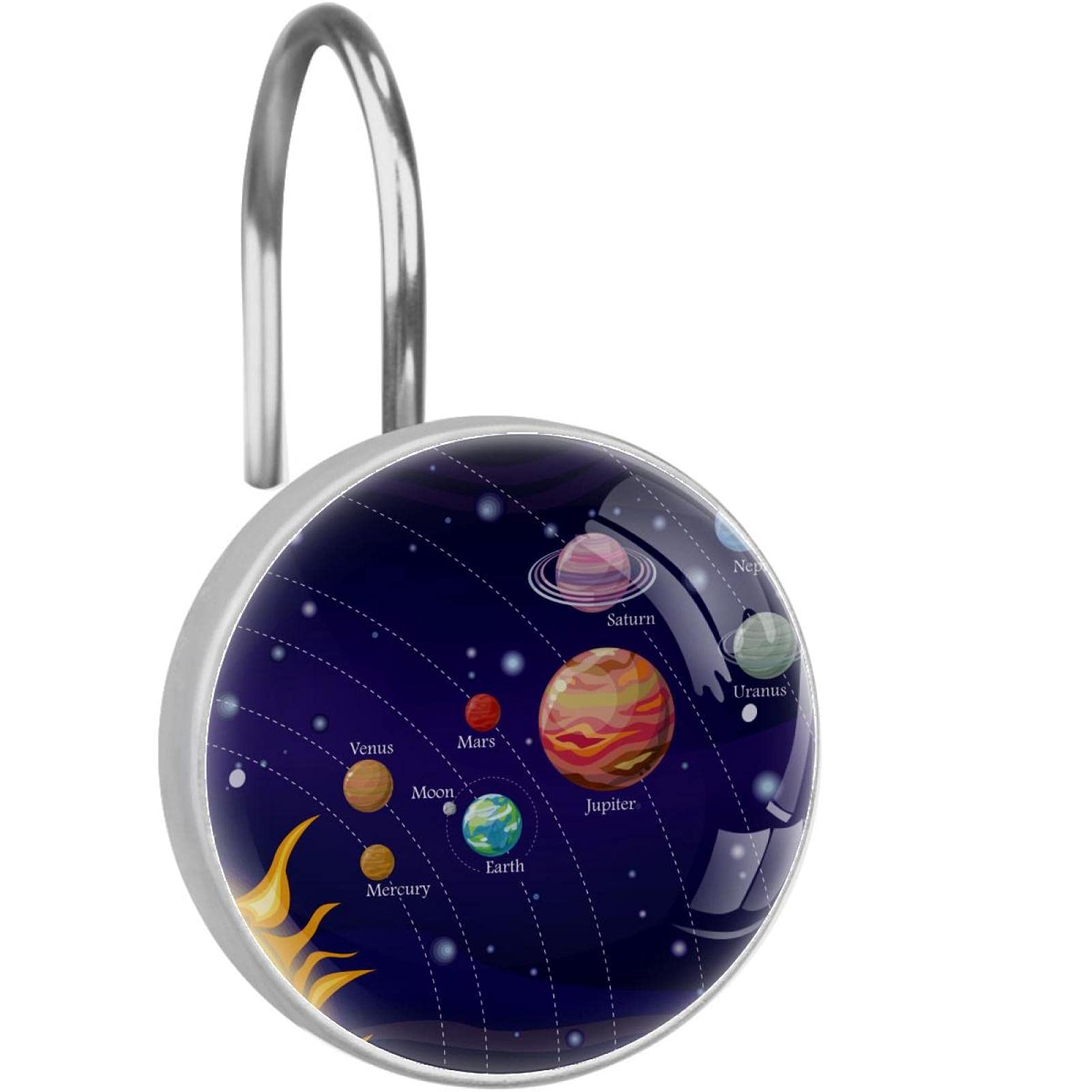 Crochets pour rideau de douche galaxie violette en acier inoxydable : déco de bain spatiale