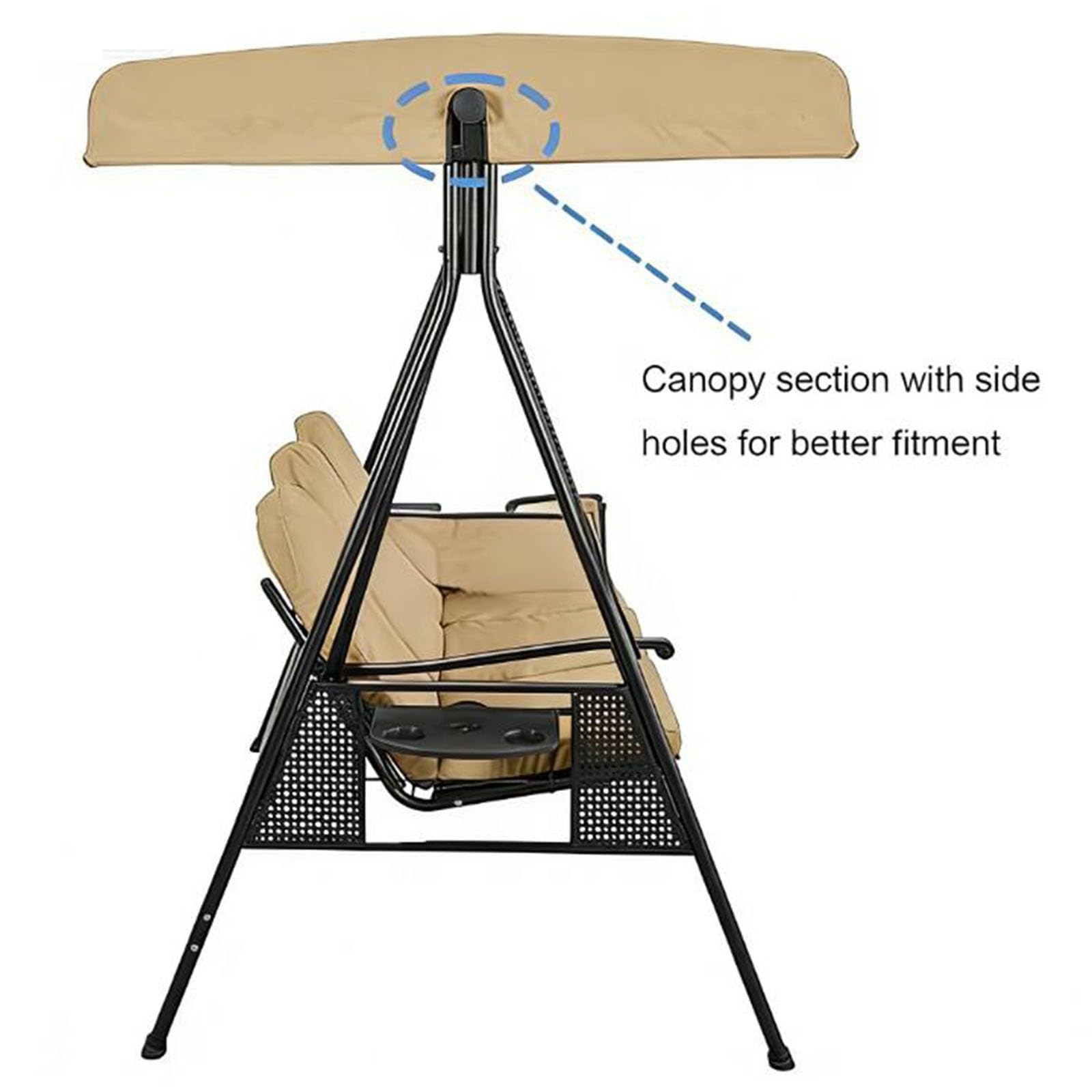 Techo de Repuesto para balancín de jardín, Cubierta de Hamaca al Aire Libre, Tela de poliéster Impermeable para 2 sillas de 3 plazas(Khaki,78 x 46in/198 x118cm)