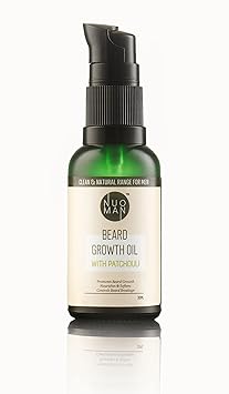 Nuo Man Beard Growth Oil with Patchouli, Coconut Oil & Vitamin E | Nourish, Soften & Promote Beard Growth | Nutrient Rich for a Thick & Healthy Beard | Damage Repair | Sulphate, Silicones, & Paraben Free |Plant Based 30 ml