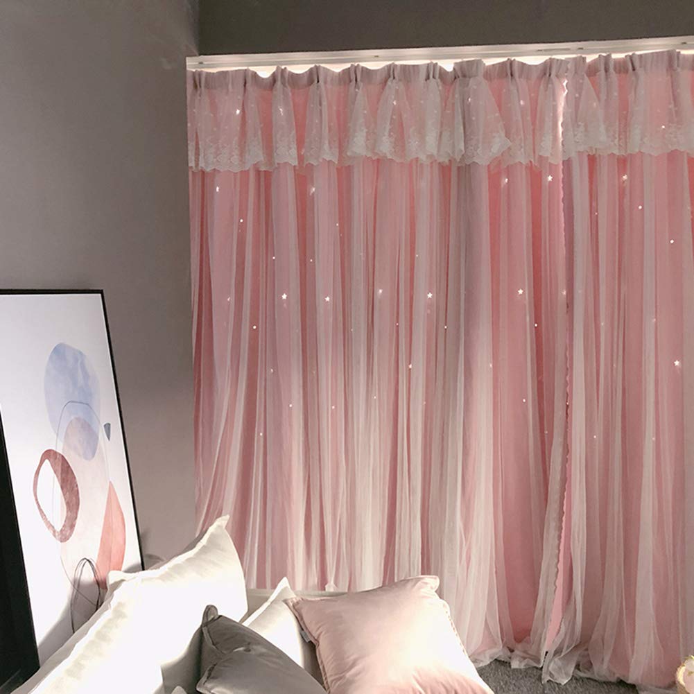 Rideaux occultants souples gris à étoiles pour illuminer la chambre des filles