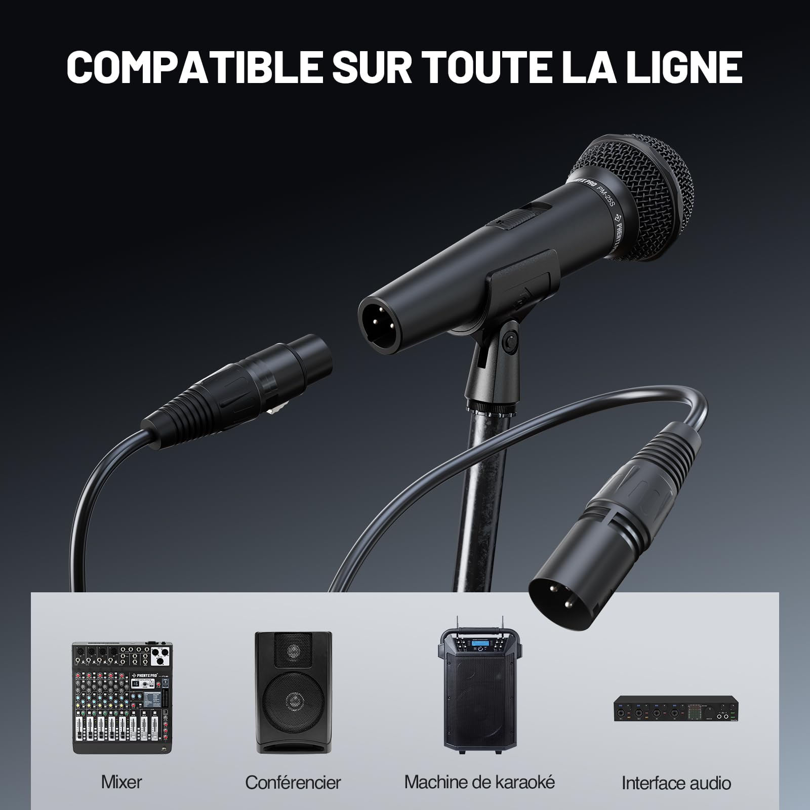 Phenyx Pro Micro Vocal Dynamique Cardioïde XLR on/Off PM-25S