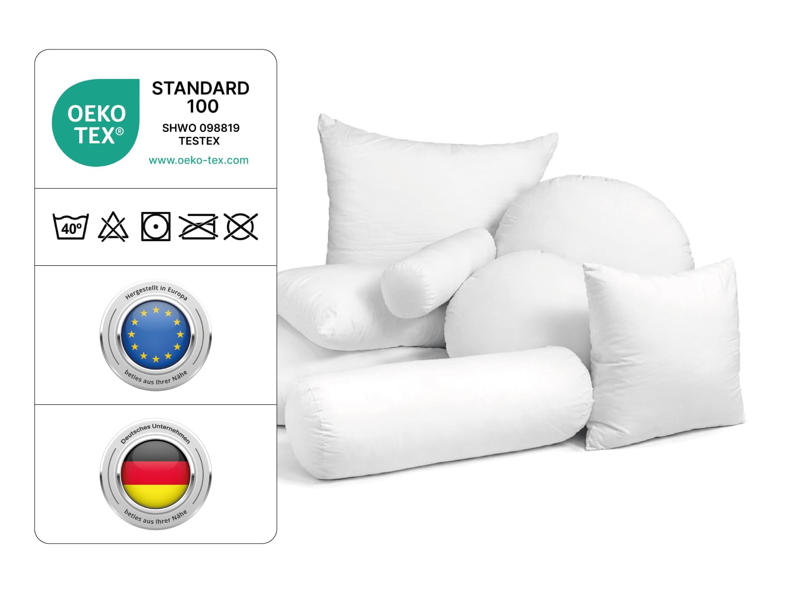 beties - PublikFree - Rundkissen Ø 50 cm – 320 g Faserbällchen – tierfreies Premium Innenkissen & Kissenfüllung – Baumwoll Inlett waschbar – Sofakissen rund – weich & bauschig
