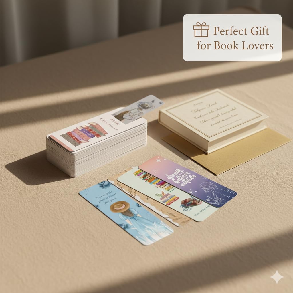 CJ'S Book Marks | Bookmarks for Books Aesthetic | Set of 10 (7 x 2 INCHES) with Free Sticker | Book Marks Aesthetic | Paper Bookmark | Gift for Him/Her, Designer's Multi-Color 2