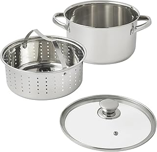 5 Quart Stainless Steel Steamer Pot with Glass Visible Lid for Pasta, Soup, Spaghetti, Nonstick Thick Bottom Big Stockpot, Deep Cookware for Canning, Boiling Dishwasher Safe