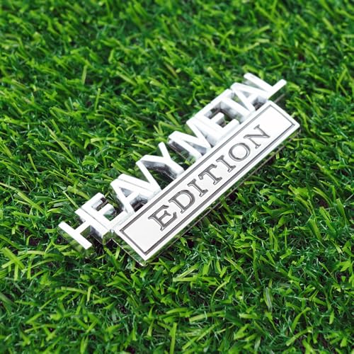 Image of Pair Set Heavy Metal Edition Emblem 3D Fender Badge Decal Sticker Nameplate for Universal Vehicle, Car, Truck, SUV Motorcycle Accessories (Silver Black)