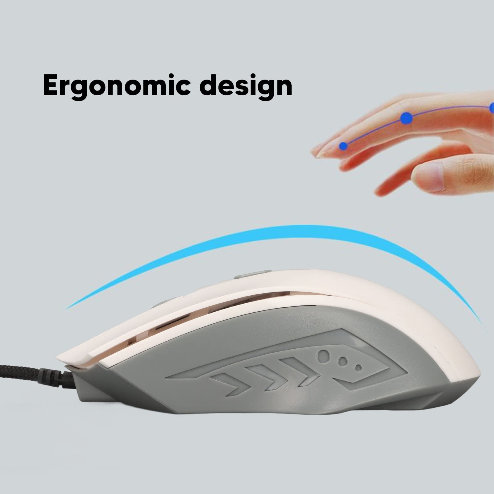 ADITAM Mouse da Gioco per PC Portatile, Mouse con Input vocale AI con Design ergonomico, 4 DPI Regolabili, Mouse retroilluminato RGB per Gioco, Ufficio, casa (Tasto vocale) Double The Comfort
