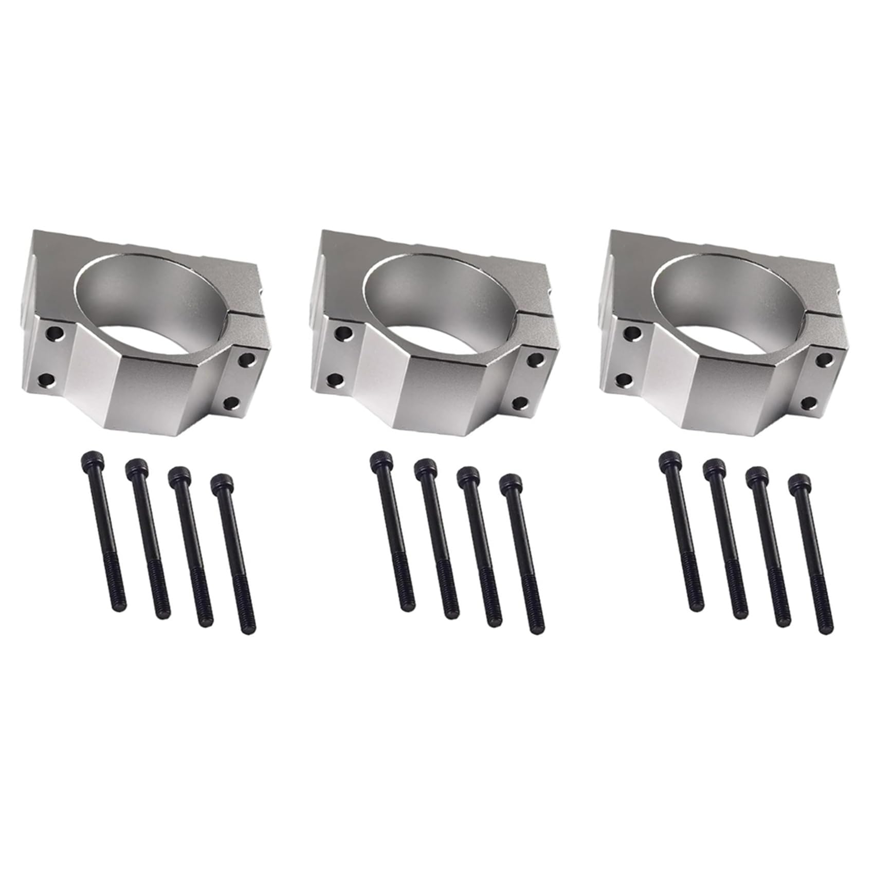 Jnchdghwa Silver 3Pcs 52Mm Spindle Clamp Motor Bracket, Aluminum Bracket Clamp With 12 Screws For Cnc Engraving Machine Motor Bracket