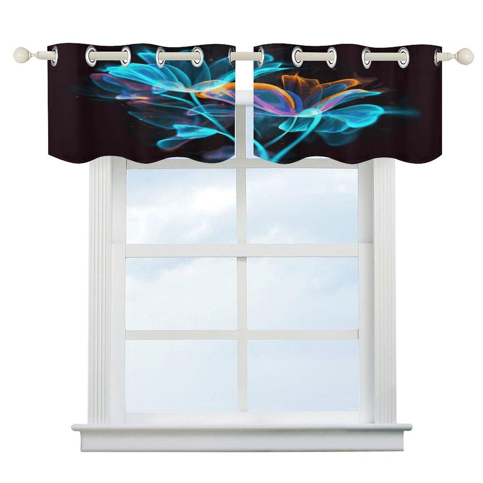 Fekiloot Style Neon Flowers Short Curtains Valance Curtain