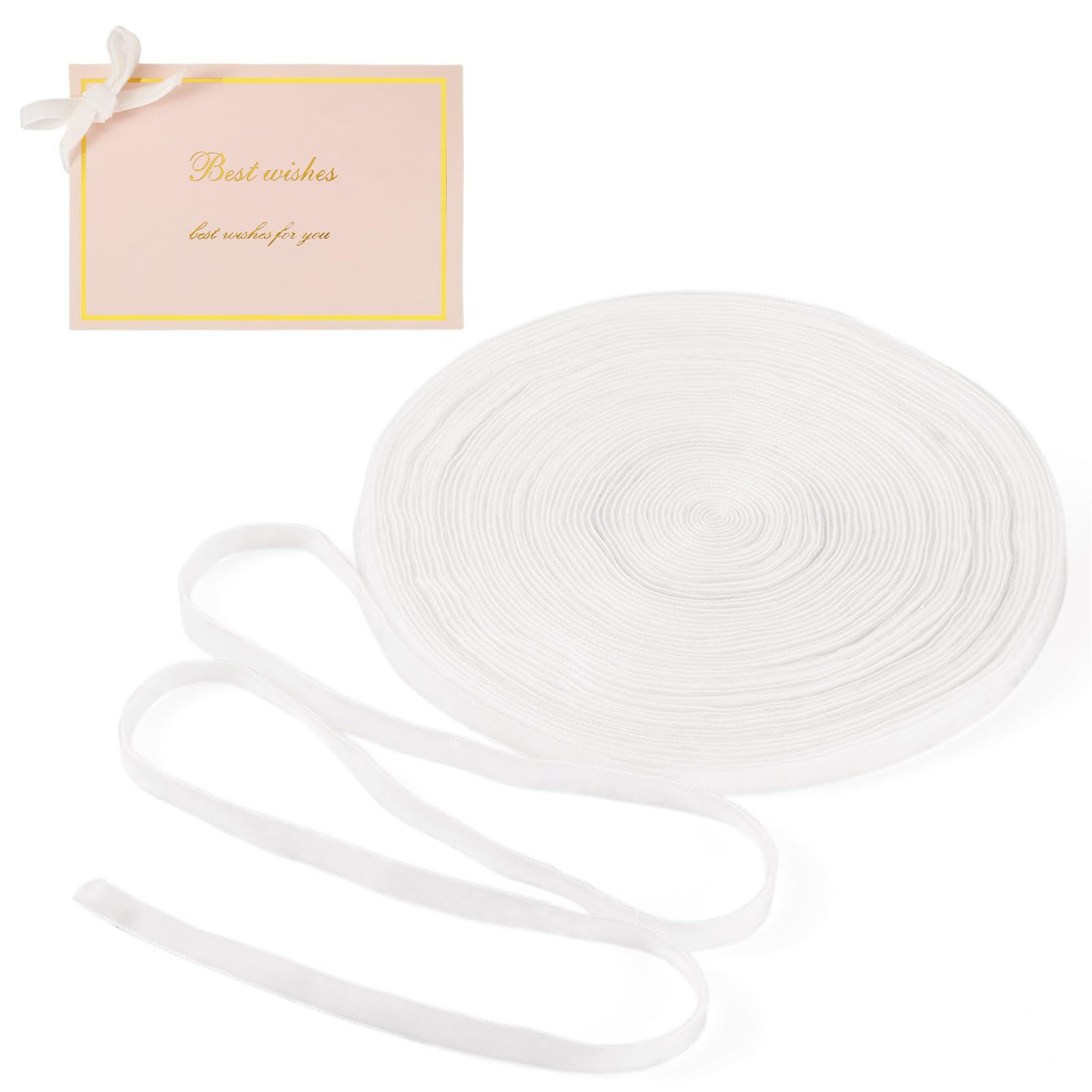 Spritewelry 20 Yards Velvet Ribbon 6mm White Vintage Double Side Velvet Ribbons for Gift Wrapping Christmas Party Decoration Wreath Crafts Bow Making