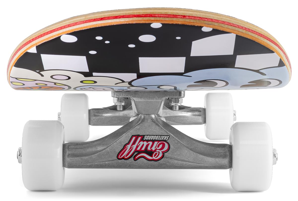 Enuff Meltworld Komplettes Skateboard – 7-lagiges Ahorn-Deck und Premium-Komponenten: Decade Pro Trucks, superweiche 53 mm XX-Räder, ABEC-9-Kugellager, Totenkopf-Griffband