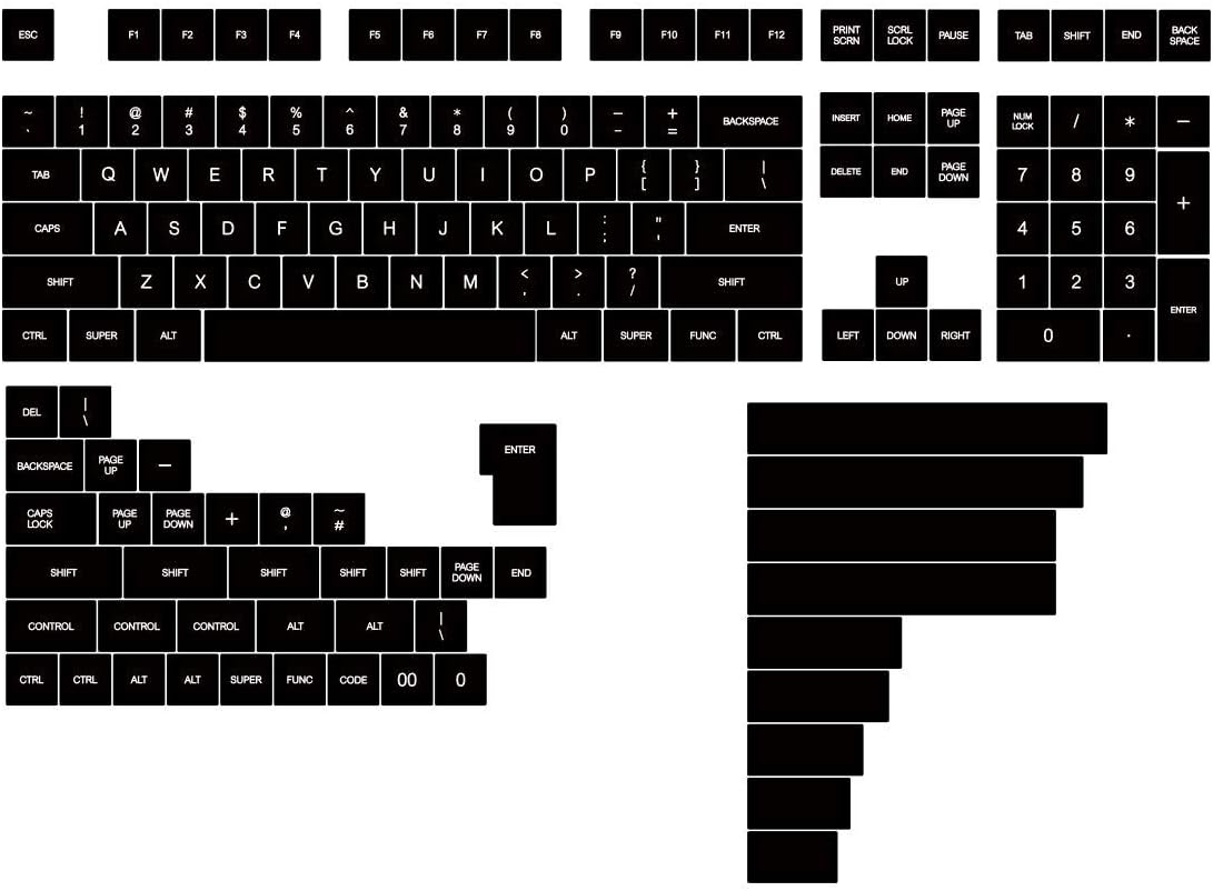 KPREPUBLIC Domikey SA abs doubleshot keycap Set WOB White on Black SA for mx stem Keyboard Poker 87 104 gh60 xd64 xd68 xd84 xd96 xd75 xd87 (SA WOB All in One x1)