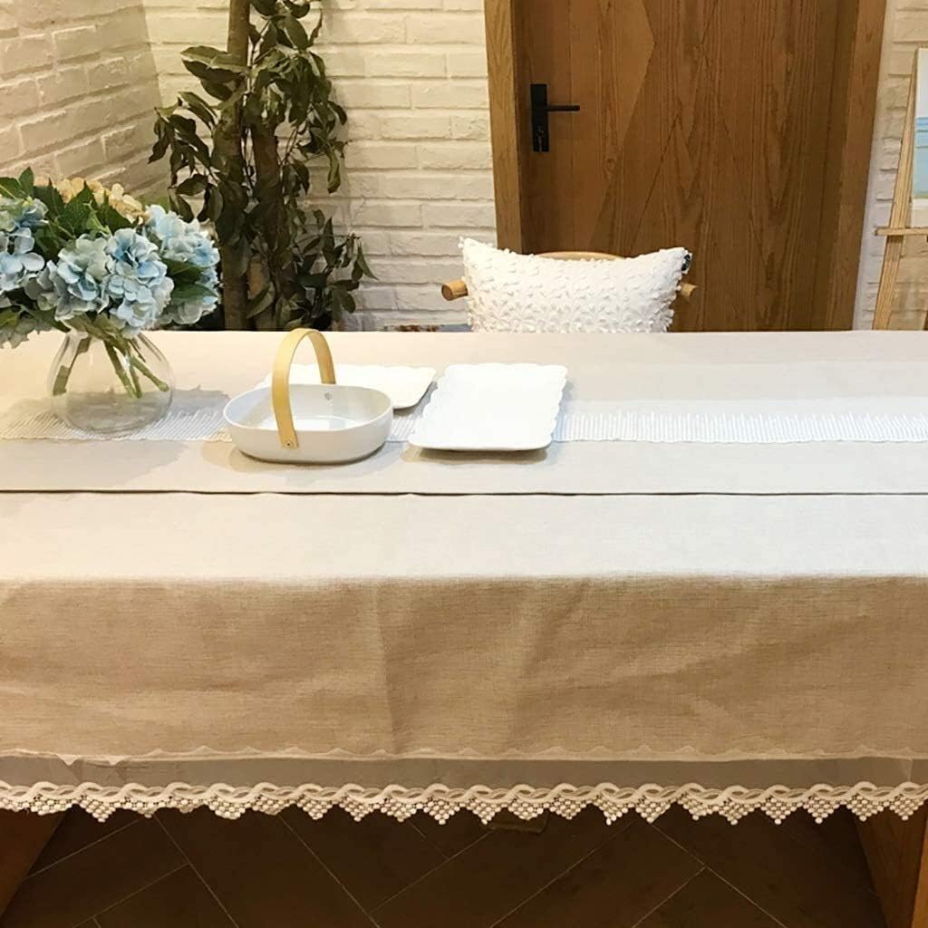 Lace Table Runners Vintage Burlap Table Runners White Lace Hessian Table Runner Natural Jute for Wedding Festival Event Table Decoration Gourmet Dressing (B 45*220cm)