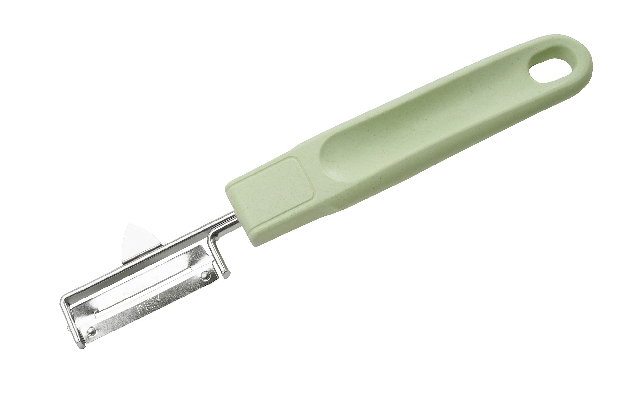 Fackelmann Mint Green/Light Grey. Ecolution Swivel Peeler - Stainless Steel Peeler - Wood Fibre And Organic Plastic - 19.5Cm X 3Cm Vegetable Peeler In