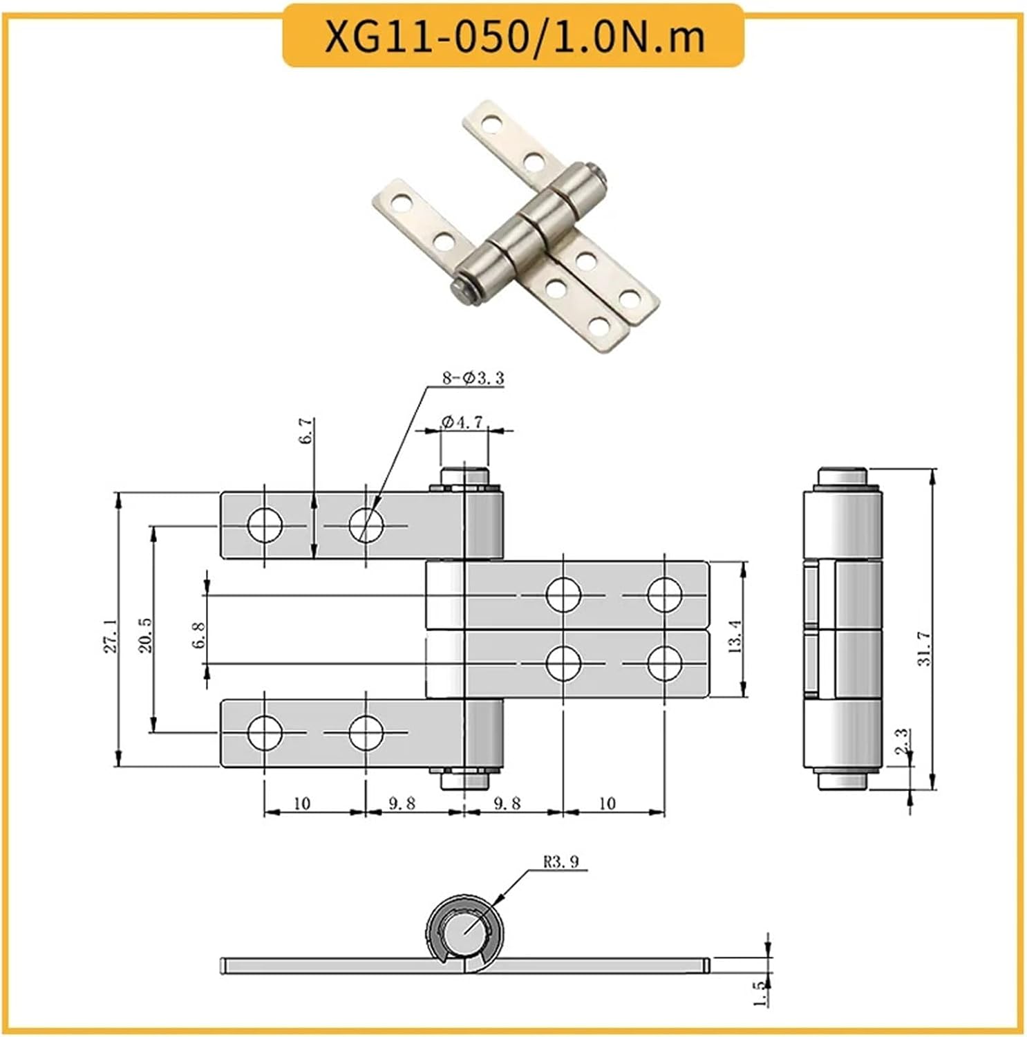Stop The Small Damping Hinge At Will with 360 Degrees of Rotation Flip The Cover The Iron Hinge(HG305-4-1.0N.m)