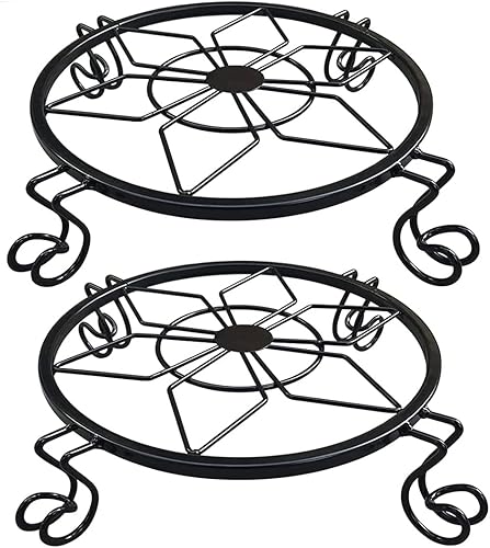 Miniatura 6 de Soporte para macetas resistente, paquete de 2 soportes para macetas para interiores y exteriores, decoración del hogar y jardín (champán)