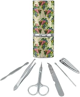 Budgie Budgerigar Parakeet Bird Pattern Stainless Steel Manicure Pedicure Grooming Beauty Care Travel Kit