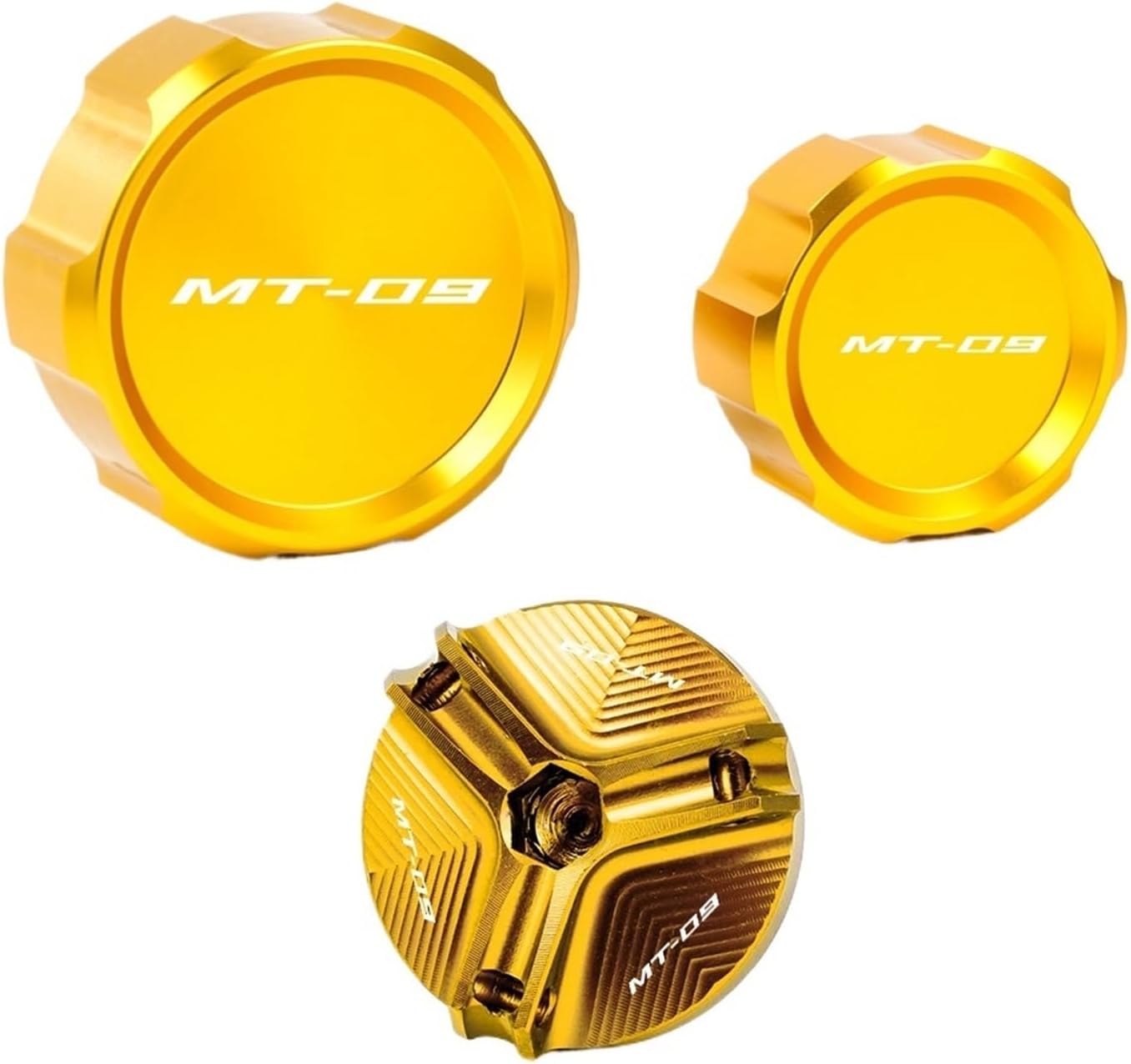 Compatible with MT09 SP 9 GT FZ09 FJ 09 2021-2024 MT-09 Motorcycle Front Rear Brake Fluid Reservoir Tank Cover Oil Filler Cap(Combo Blue)