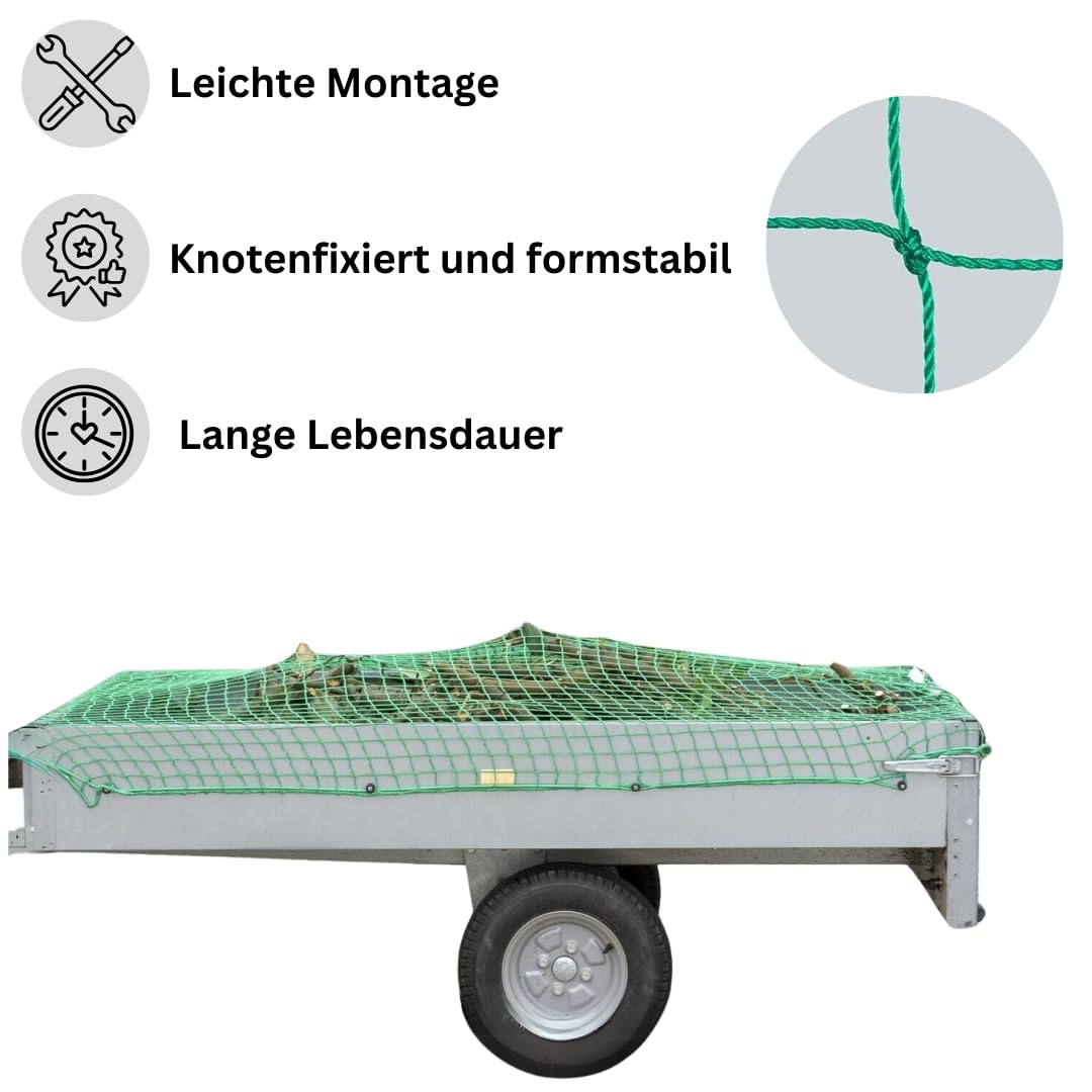Anhängernetz 3x7 Netz für Anghänger & Container PKW LKW Containernetz Dekra geprüft zur perfekten Ladungssicherung mit Gummileine