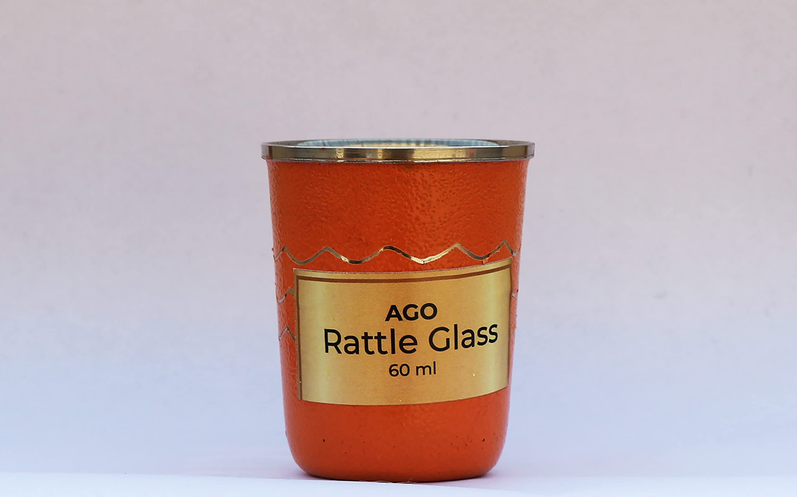 AGO Rattle Steel Glass for Kids | Height 6 CM | Bell Sound Makes Drinking More Fun (Orange, 60 ML)