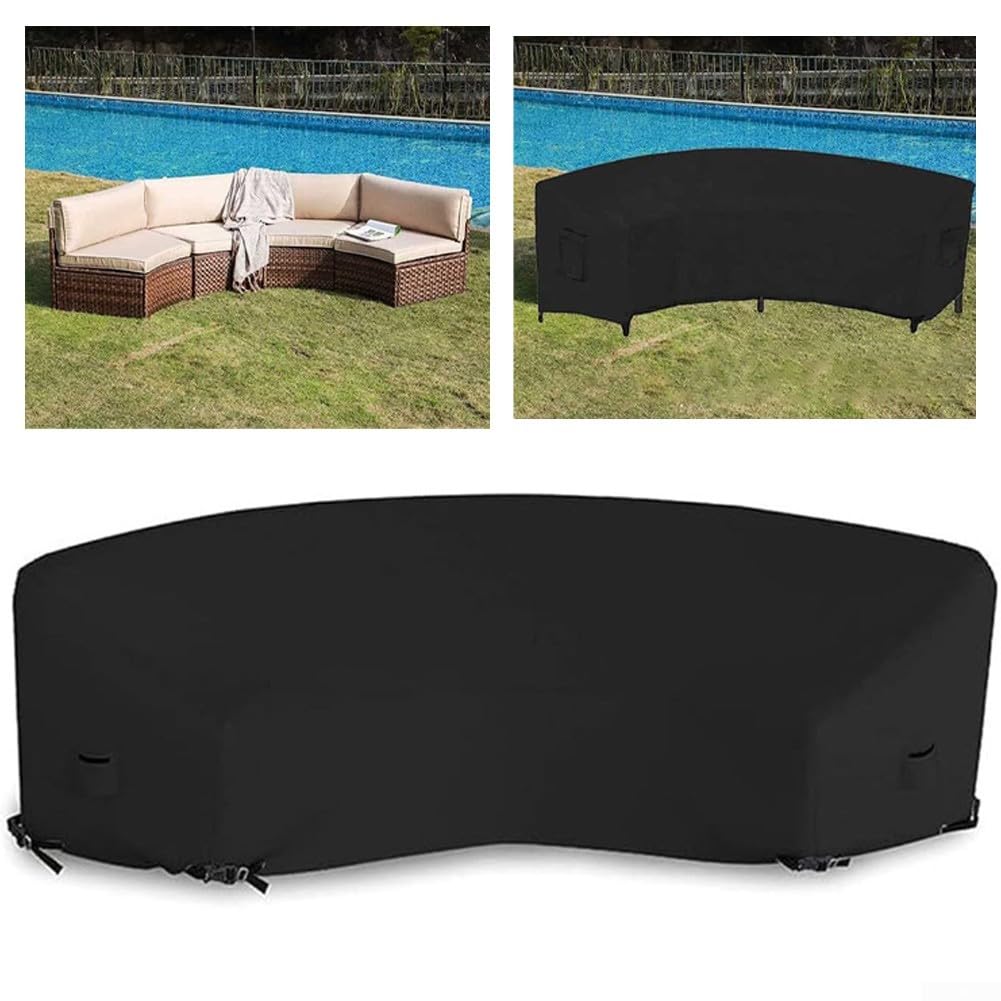 Gartensofa Abdeckung Wasserdicht 420D Oxford für Ecksofa Curved – & Winddicht Schutzhülle Gartenmöbel Winterfest 228x116x86cm(190 * 38 * 36 inches)