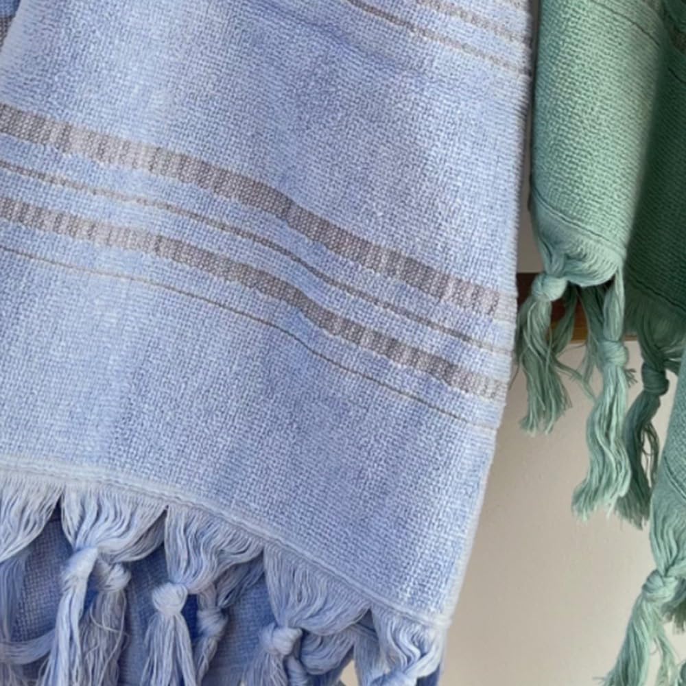 Karawan Authentic Hamamtuch Bio Frottee – XL 90x170 cm – Saunatuch, Strandtuch, Badetuch – Pestemal aus 100% Bio-Baumwolle – groß, leicht & saugfähig für Damen & Herren (Hellblau)