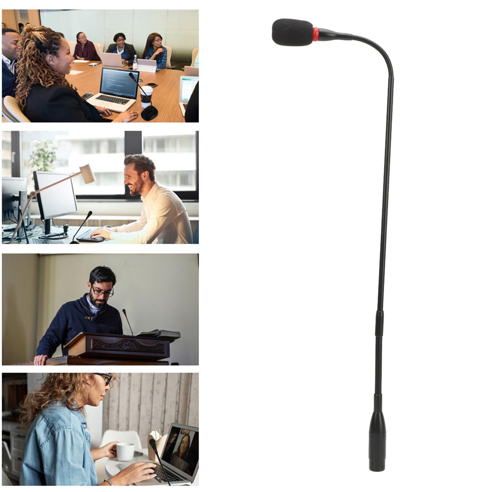 Sxhlseller Microphone à Col de Cygne de 23,2 Pouces, Microphone à Condensateur, Prise Droite à 3 Broches Flexible avec Indicateur, Microphone en Coton Coupe-vent, Micro à Col de Cygne pour