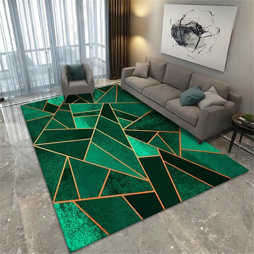 Tapis de cuisine au design géométrique vert tapis doux lavable 90X200