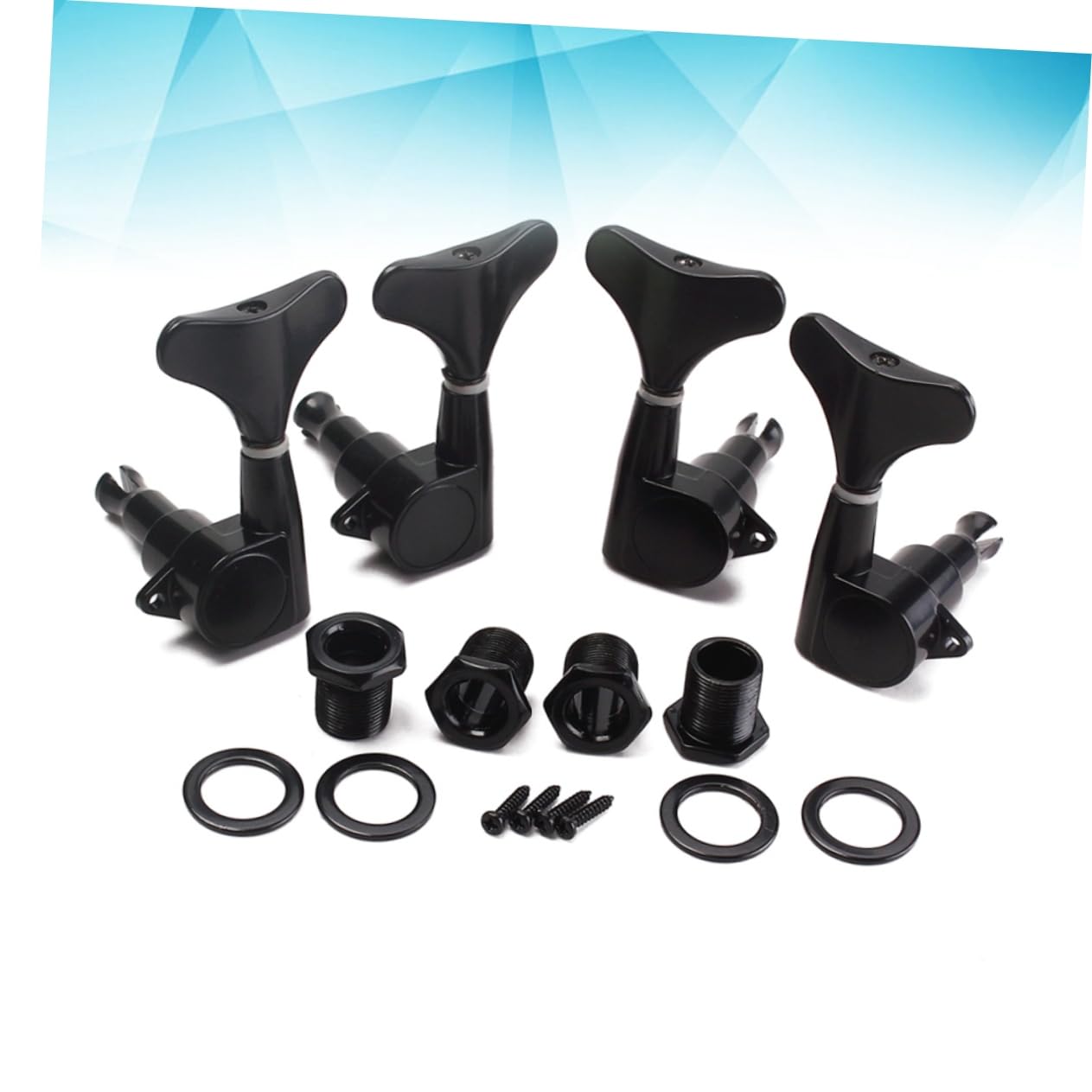 VANZACK 4Pcs Black Sealed Bass Guitar Tuning Pegs Machine Heads Lr with Mounting Screws Ferrules Bushings for Acoustic Electric String Bass Guitar Precision Sound