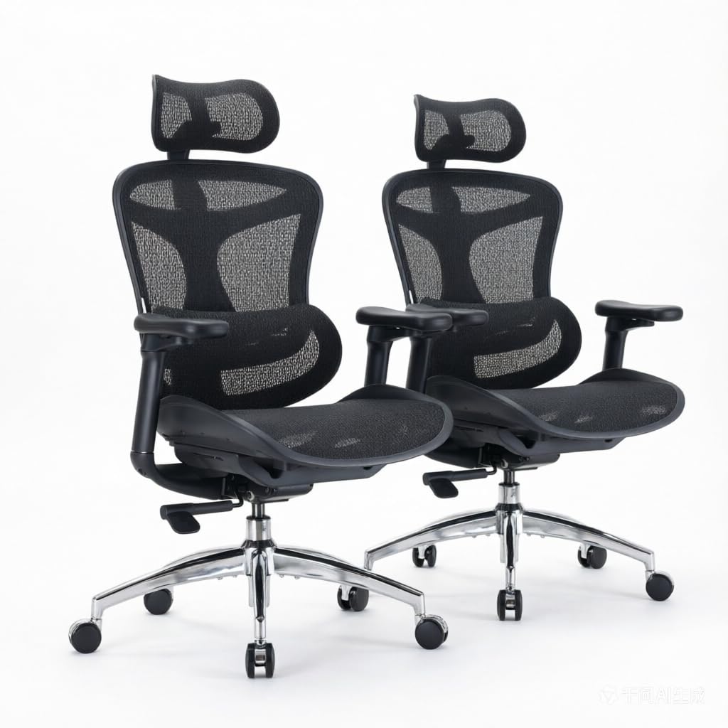 SIHOO Doro C300 Ergonomic Office Chair with Ultra Soft 3D Armrests, Dynamic Lumbar Support for Home Office Chair, Adjustable Backrest Desk Chair, Swivel Big and Tall Computer Chair 2 Packs Black