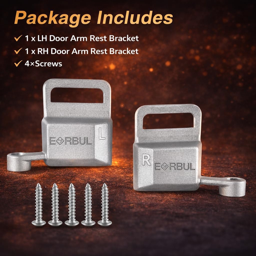 EVRBUL Pair of Upgraded Aluminum Door Arm Rest Brackets Compatible with 2003-2007 Chevy Silverado Avalanche Tahoe GMC Sierra, Driver and Passenger Side Car Door Arm Rest Switch Panel Clip Repair Kit