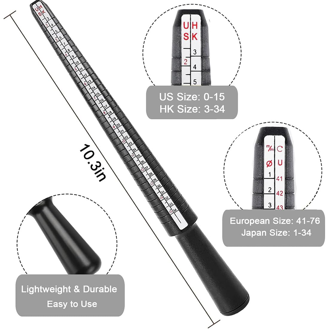 Mesureur De Taille Bague 4 Pièces - Guide Tailles EU/US/UK - Baguier Professionnel - Plastique Léger