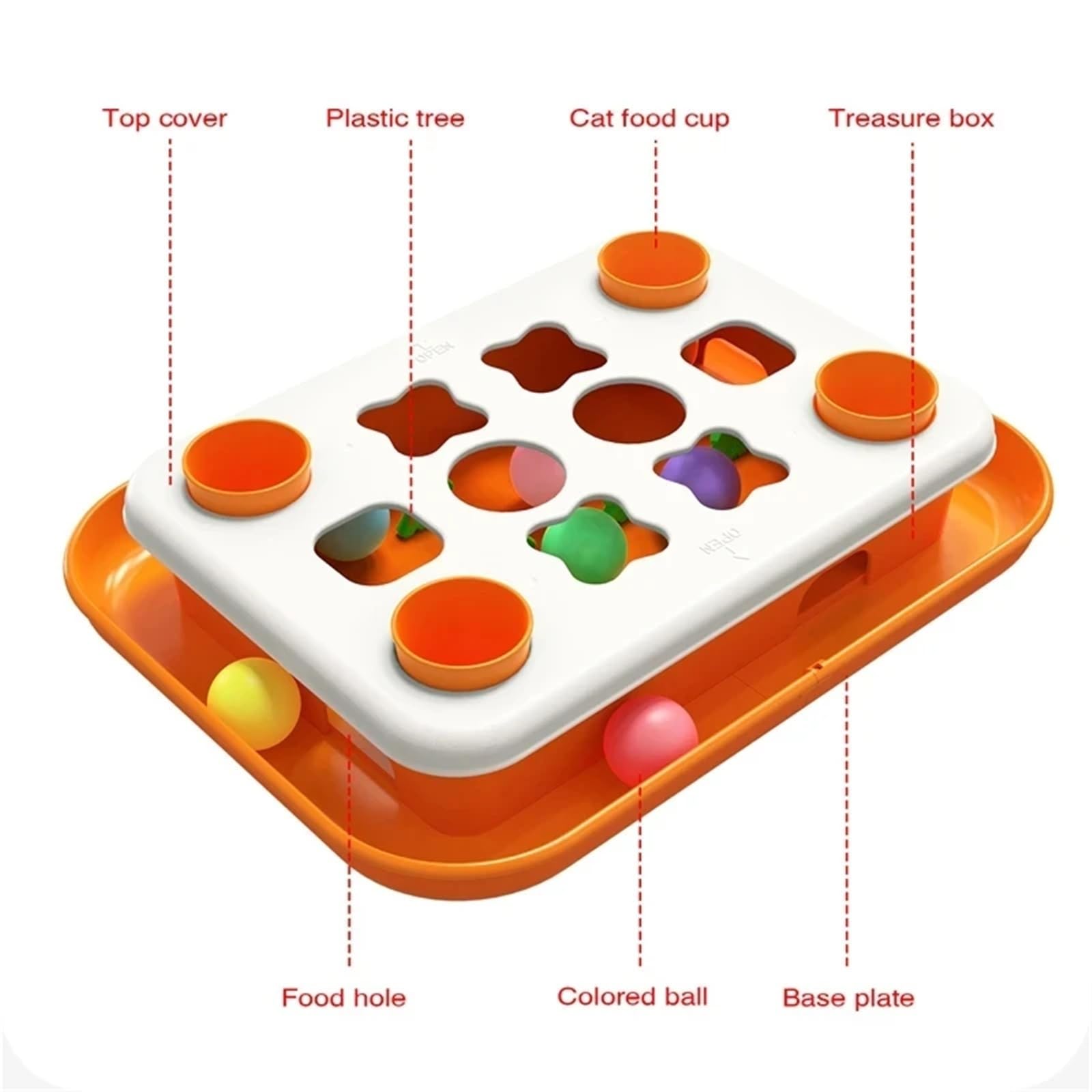 Dispensador de comida lenta Cat Puzzle Nivel 2, divertido juguete alimentador con bolas, estimulación mental, juego interactivo