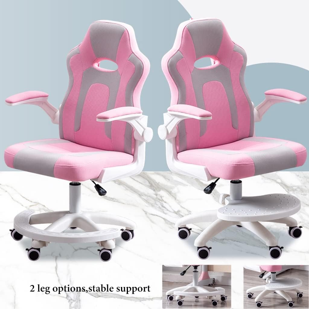 Kids Task Chair with Arms, Adjustable Kids Desk Chair with Wheels, Cloth Fabric Child Computer Desk Chair, Children Study Chair for Girls Bedroom/Study Room (Color : /Pink, Size : B)