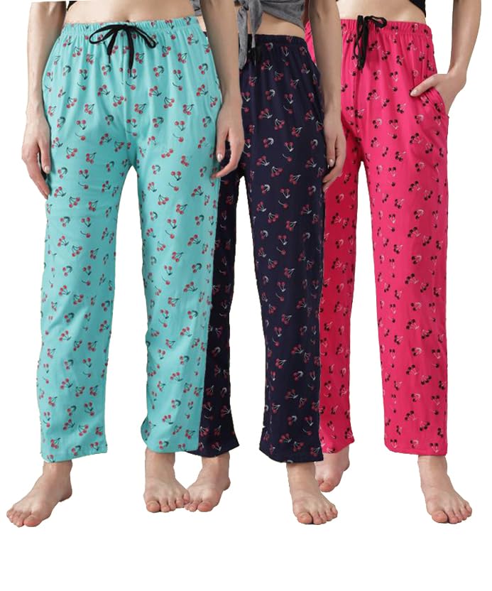 swellswag Women Cotton Printed Multicolor Pyjama/Track Pants - (Pack of 3)-picture-12
