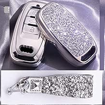 Royalfox(TM) 3 Buttons 3D Bling Smart keyless Remote Key Fob case Cover for Audi A3 S3 RS3 A4 S4 RS4 A5 S5 RS5 A6 S6 RS6 A7 S7 RS7 A8 S8 Q3 SQ3 Q5 SQ5 Q7 TT TTs TT RS (Silver) - coolthings.us