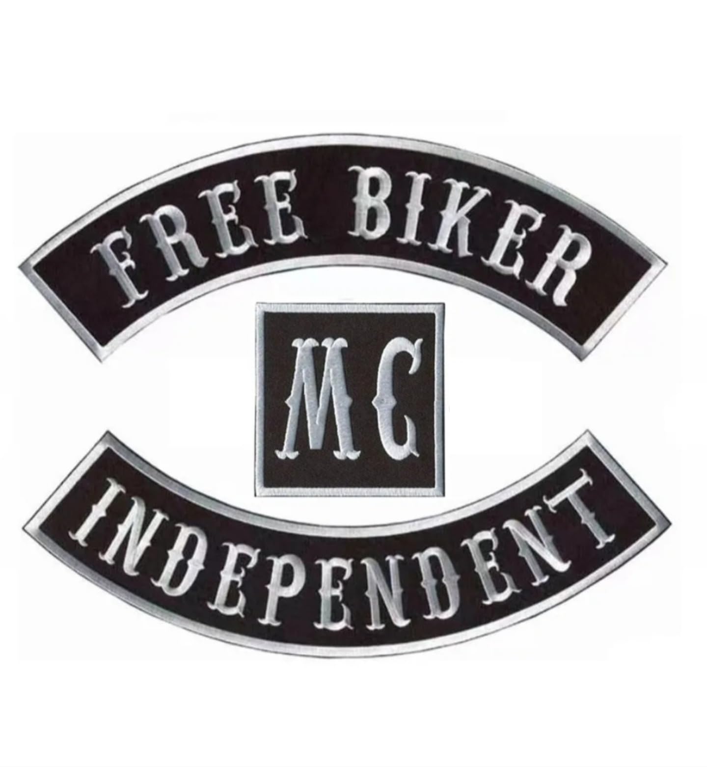 Patchs thermocollants Free Biker pour gilet motorcycle : lot de 3 écussons à broder DIY