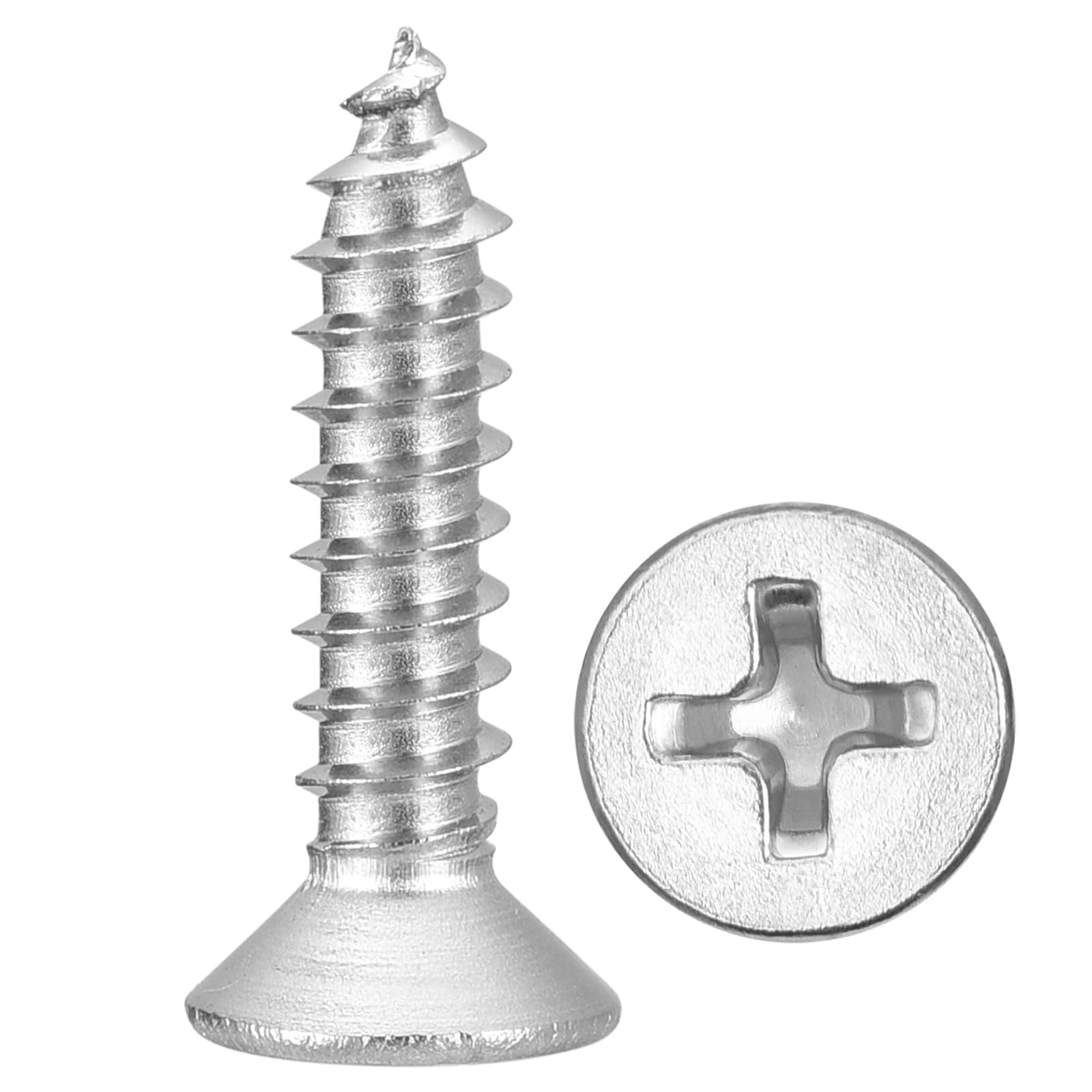 METALLIXITY Countersunk Phillips Wood Screw (#8x3/4") 120Pcs, 304 Stainless Steel Coarse Thread Phillips Drive Flat Head Wood Screws - for Furniture Installation Repair, Silver โ image 1